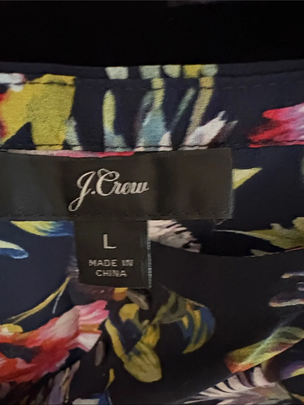100% Silk J. Crew Black Floral V-Neck Peplum Blouse